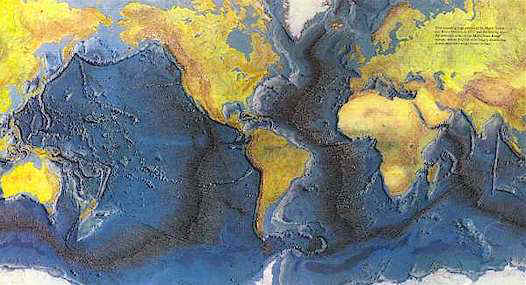 map of world showing influence of tectonic plates